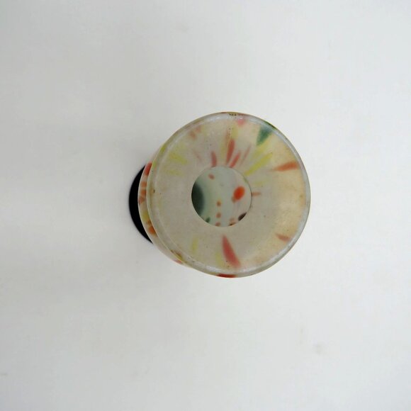 Art Glass Bud Vase Handblown 6.5" Multicolored Black Base Made in Japan - Picture 5 of 7